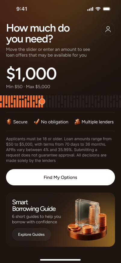 App screen: How much do you need?